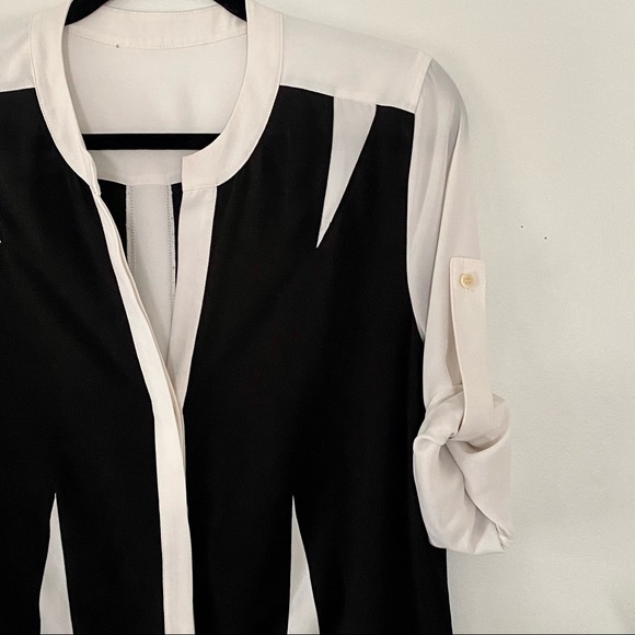 Vintage Bodice Pattern B&W Button Up Shirt - Picture 3 of 3